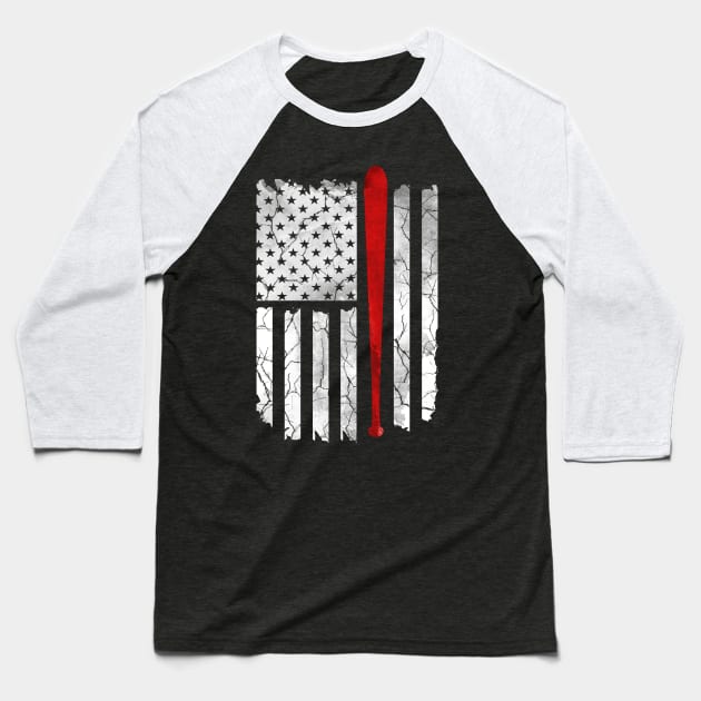 Baseball American Flag T-Shirt Baseball T-Shirt by missalona